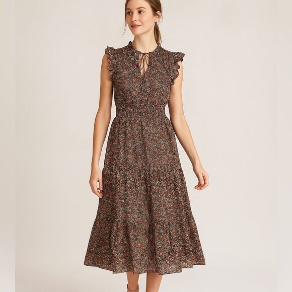 BB Dakota Dresses & Skirts - BB Dakota by Steve Madden Floral Tiered Midi Dress Small Boho Fall